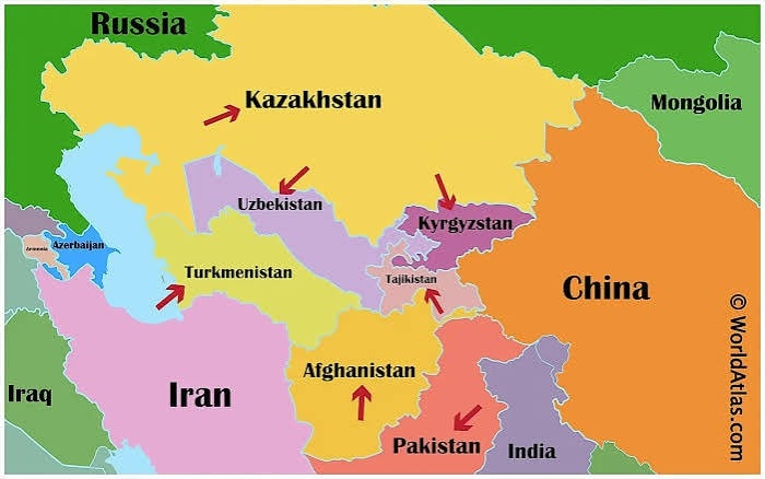 Central Asia border checks map