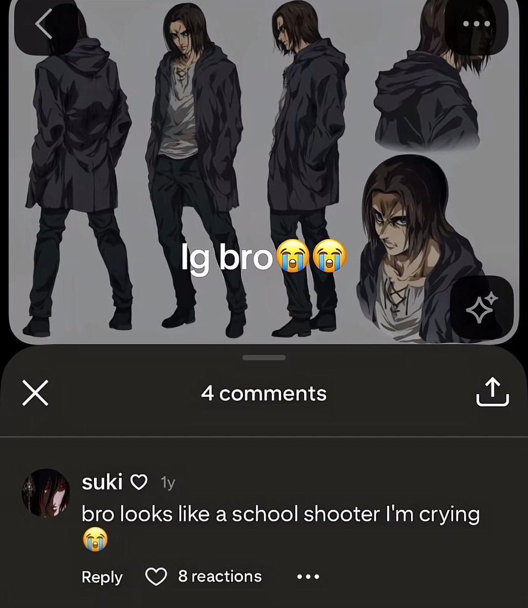 anime character art with crying comment
