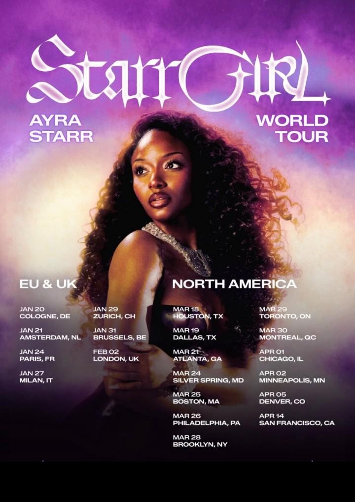 Ayra Starr Starrgirl World Tour