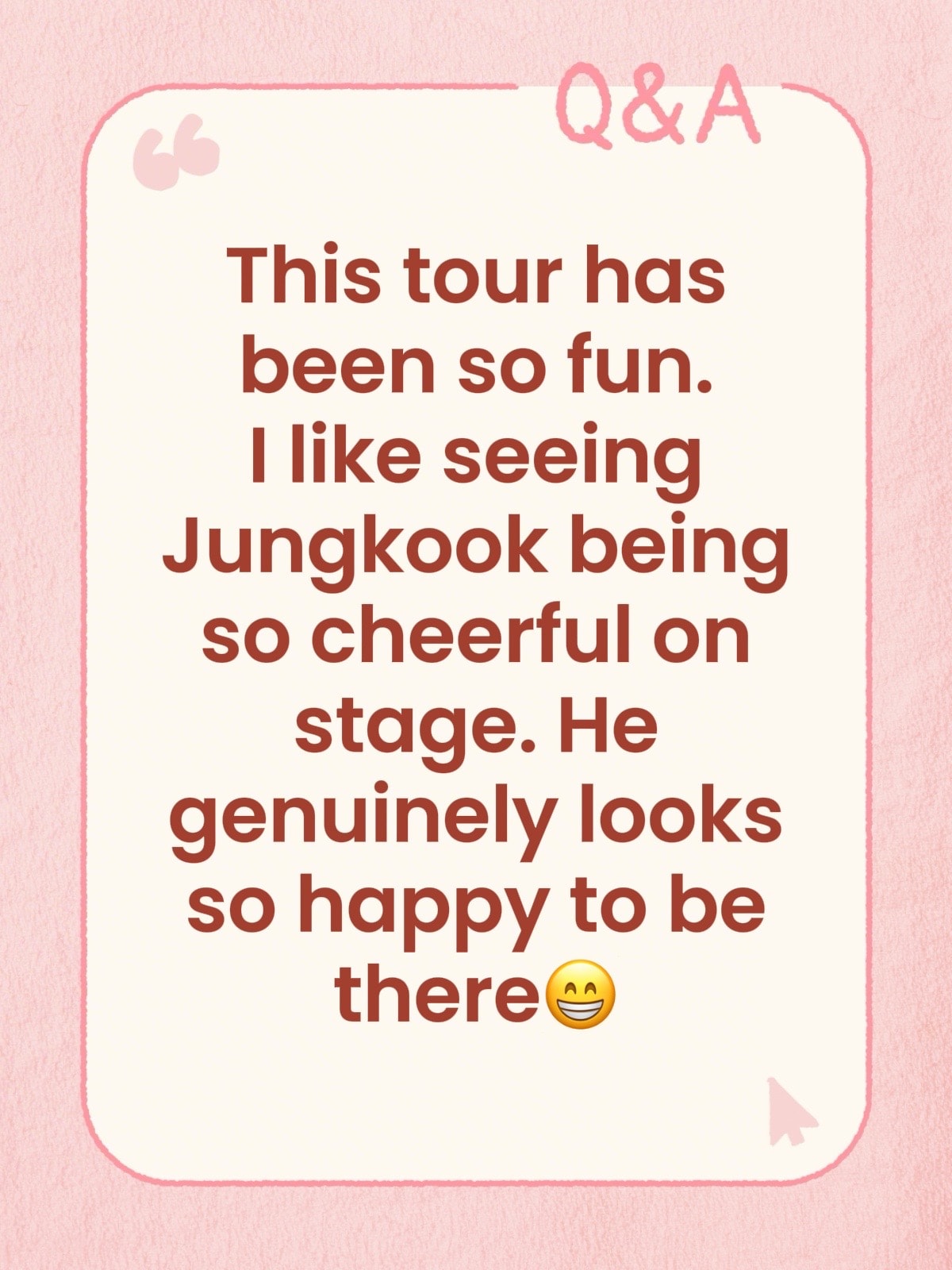 Jungkook Q&A stage cheer Jungkook Q&A stage cheer