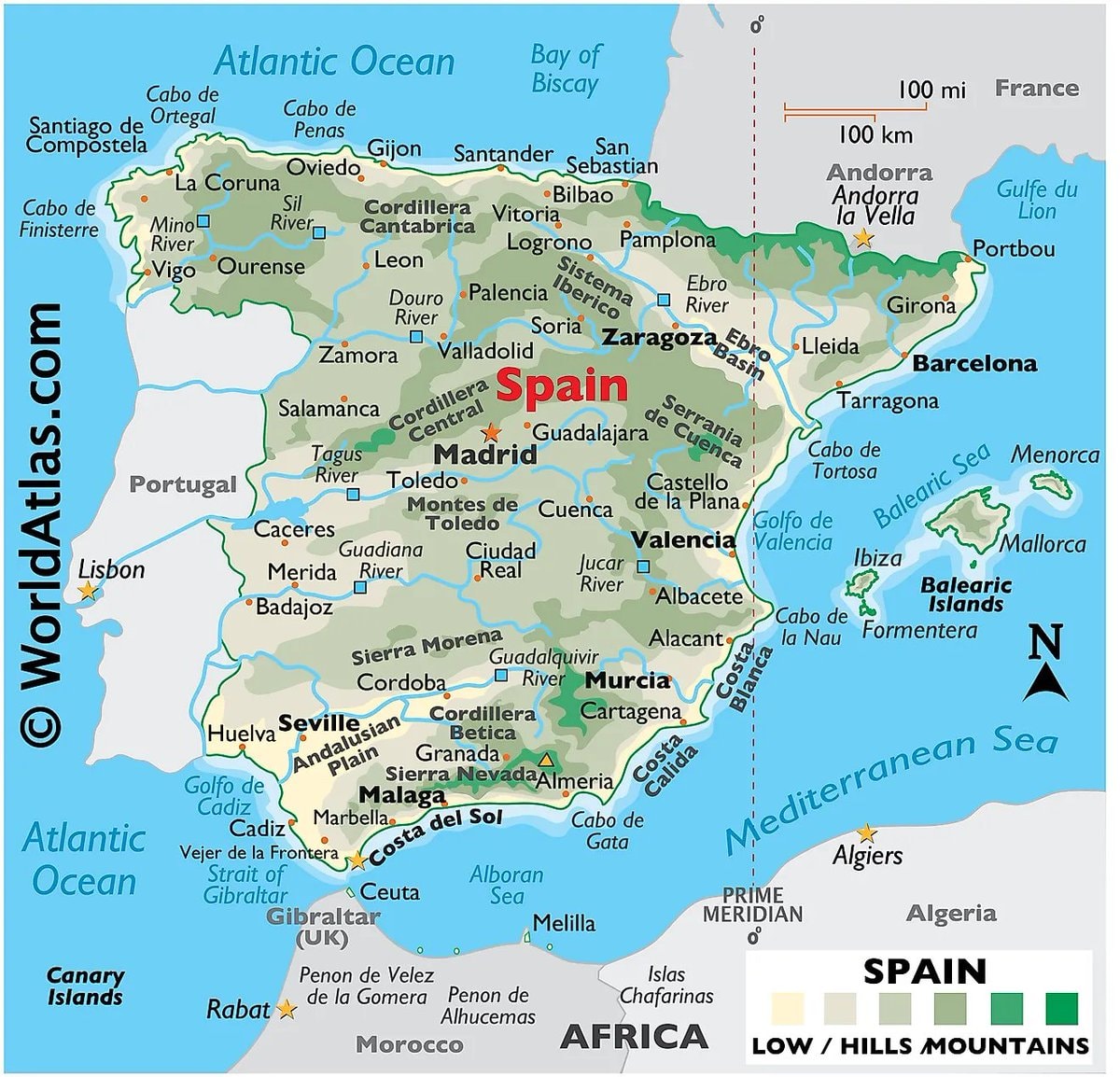 Spain map facts