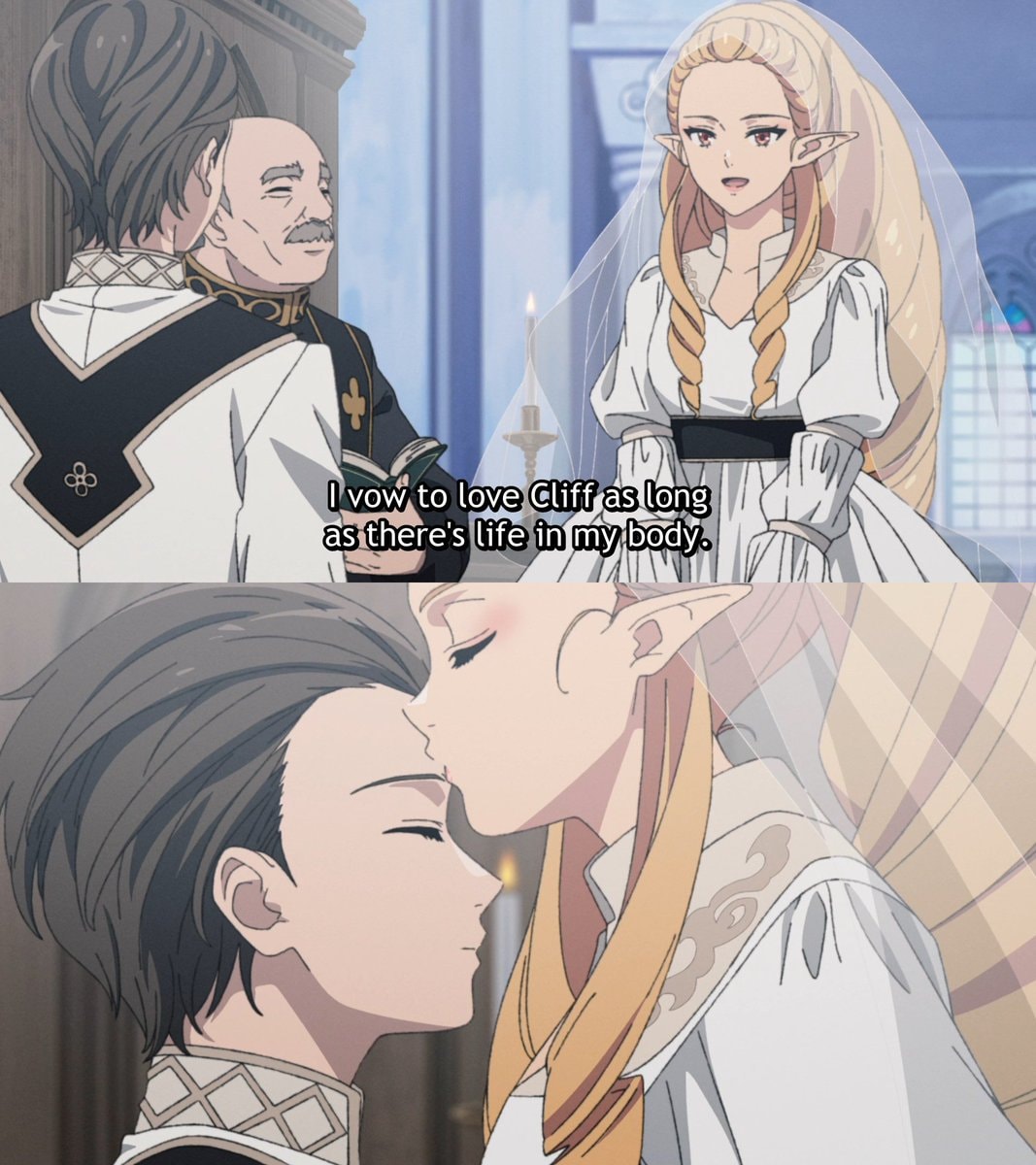 Mushoku Tensei Season 3 forehead kiss wedding scene