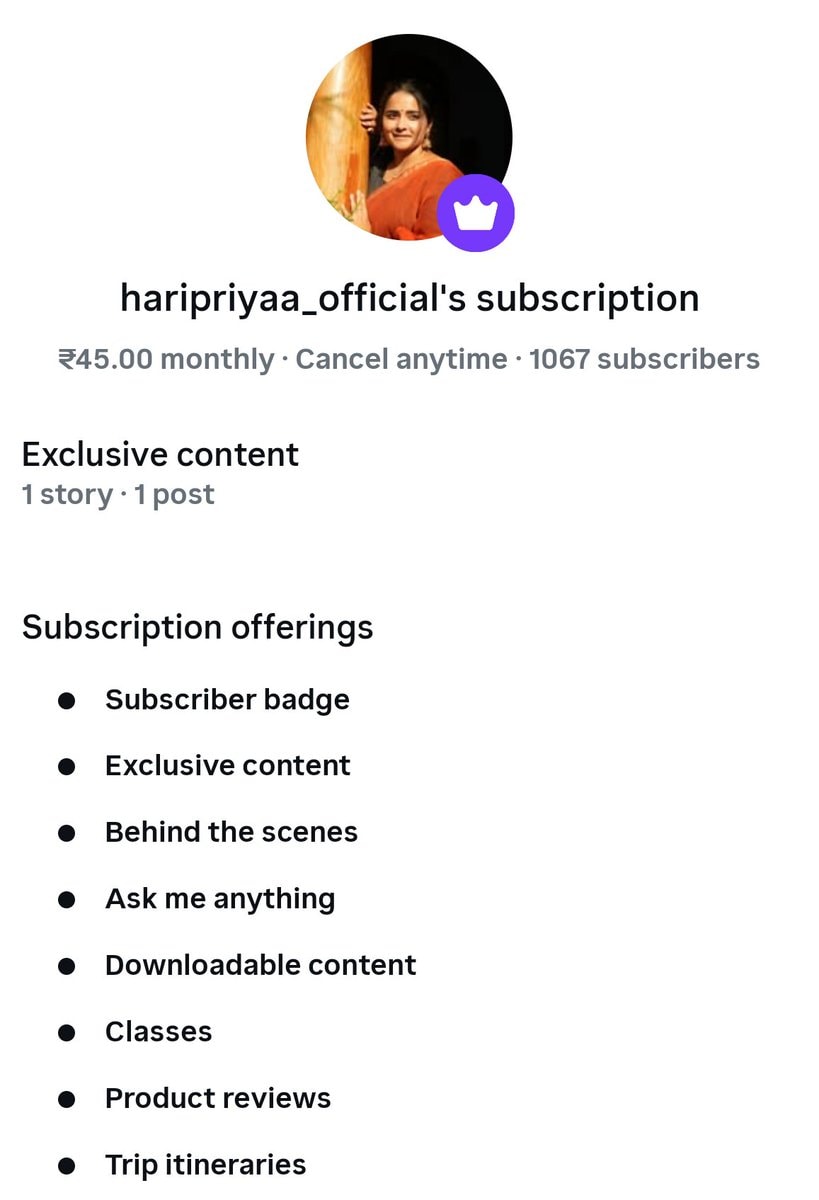 Haripriya Instagram subscription growth (photo 4 of 4)