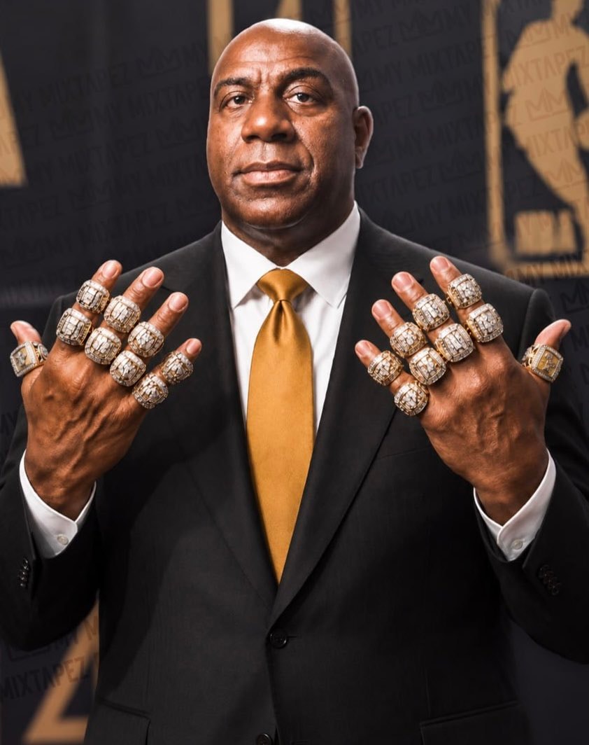 Magic Johnson 18 championship rings