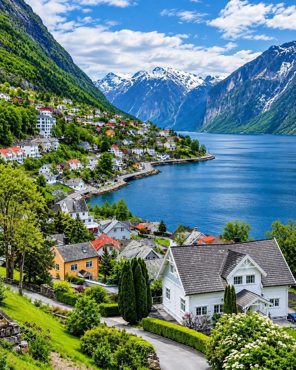 Norwegian fjord village