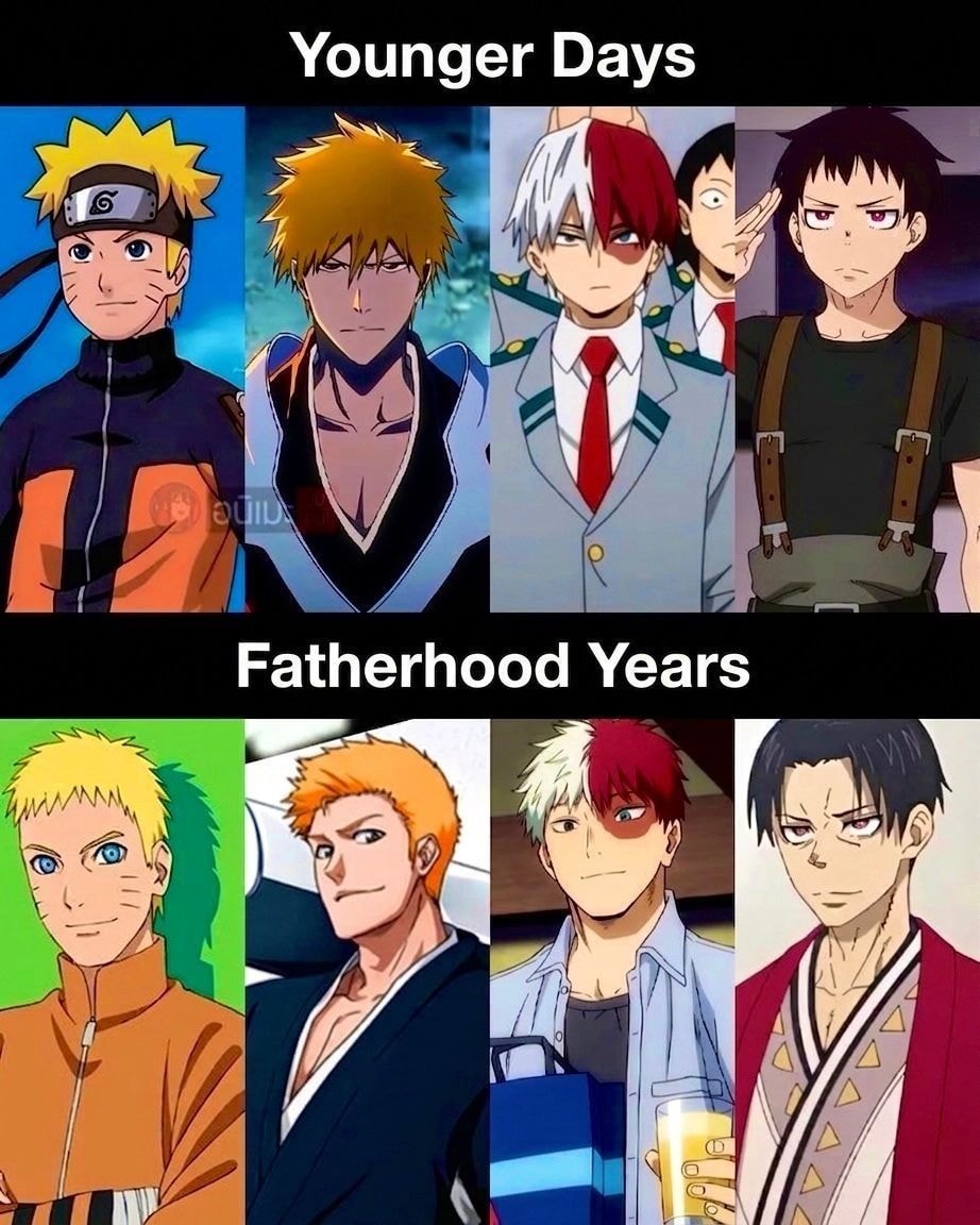 Anime characters Younger Days vs Fatherhood Years Anime characters Younger Days vs Fatherhood Years