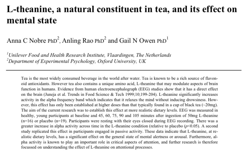 L-theanine timing before cognitive tasks
