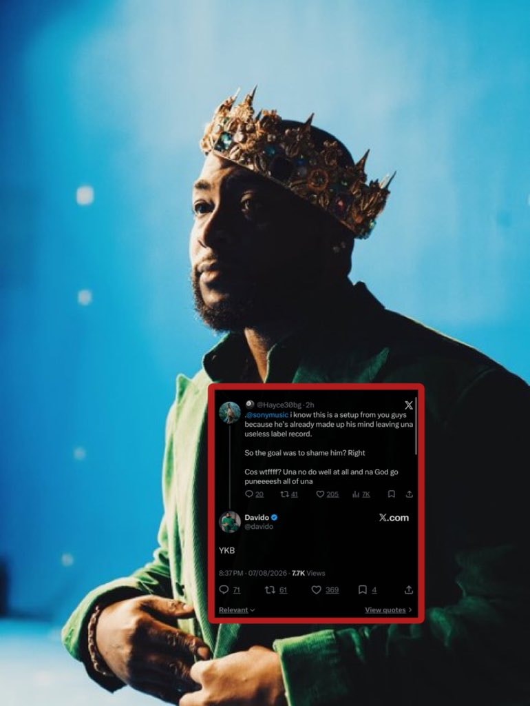 Davido YKB response to Sony Music fan claim