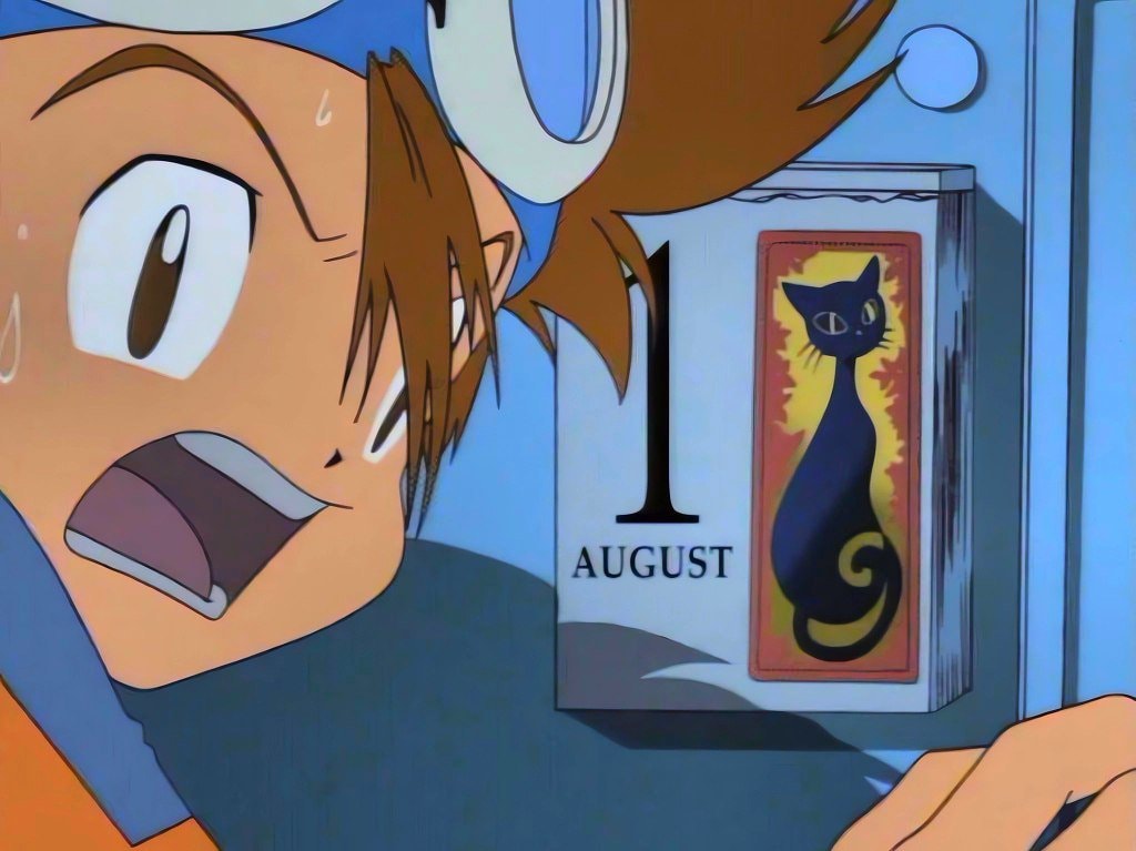 anime character shocked at August calendar anime character shocked at August calendar