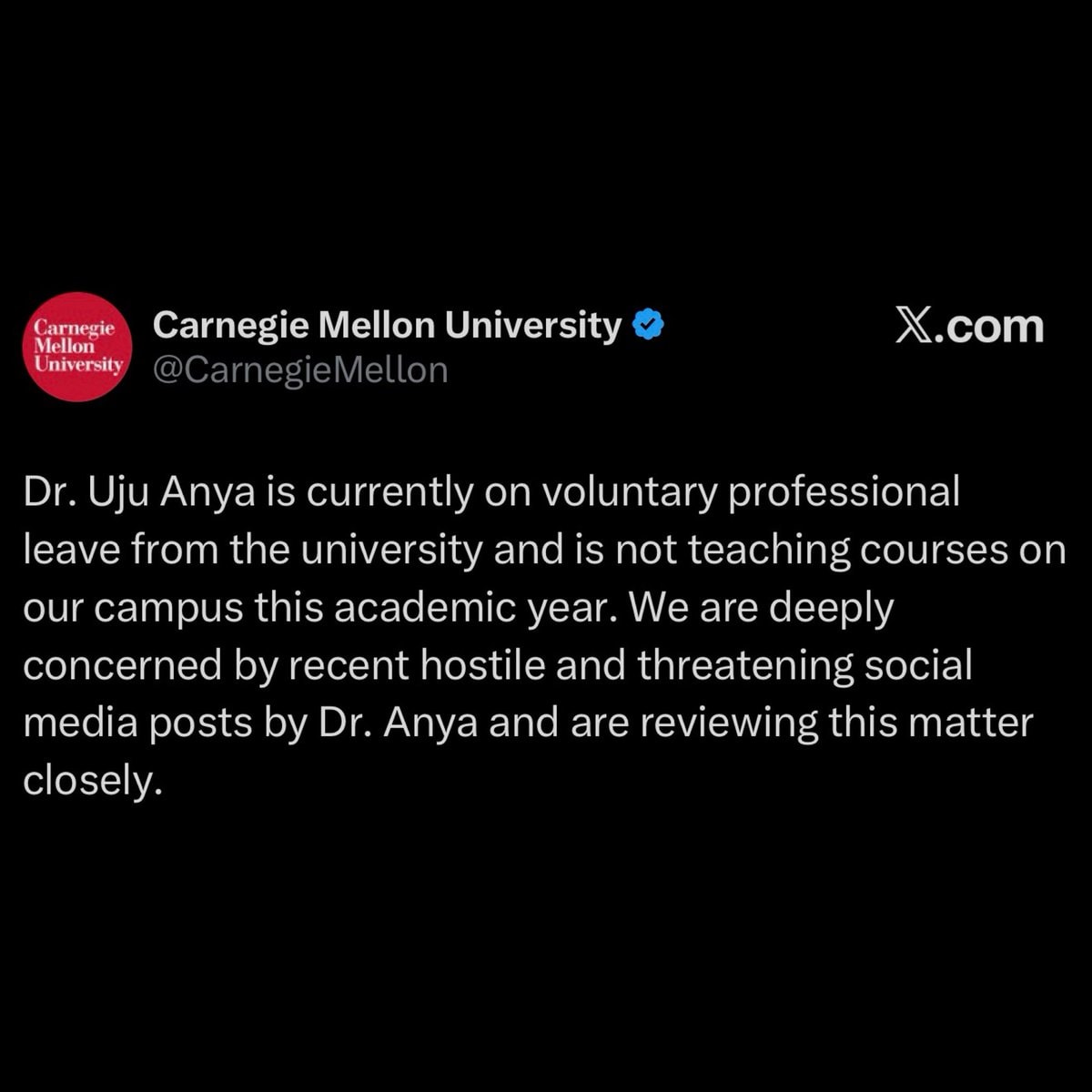Dr. Uju Anya on leave from Carnegie Mellon (photo 2 of 2)