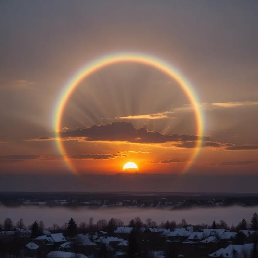 Rare solar halo at sunrise