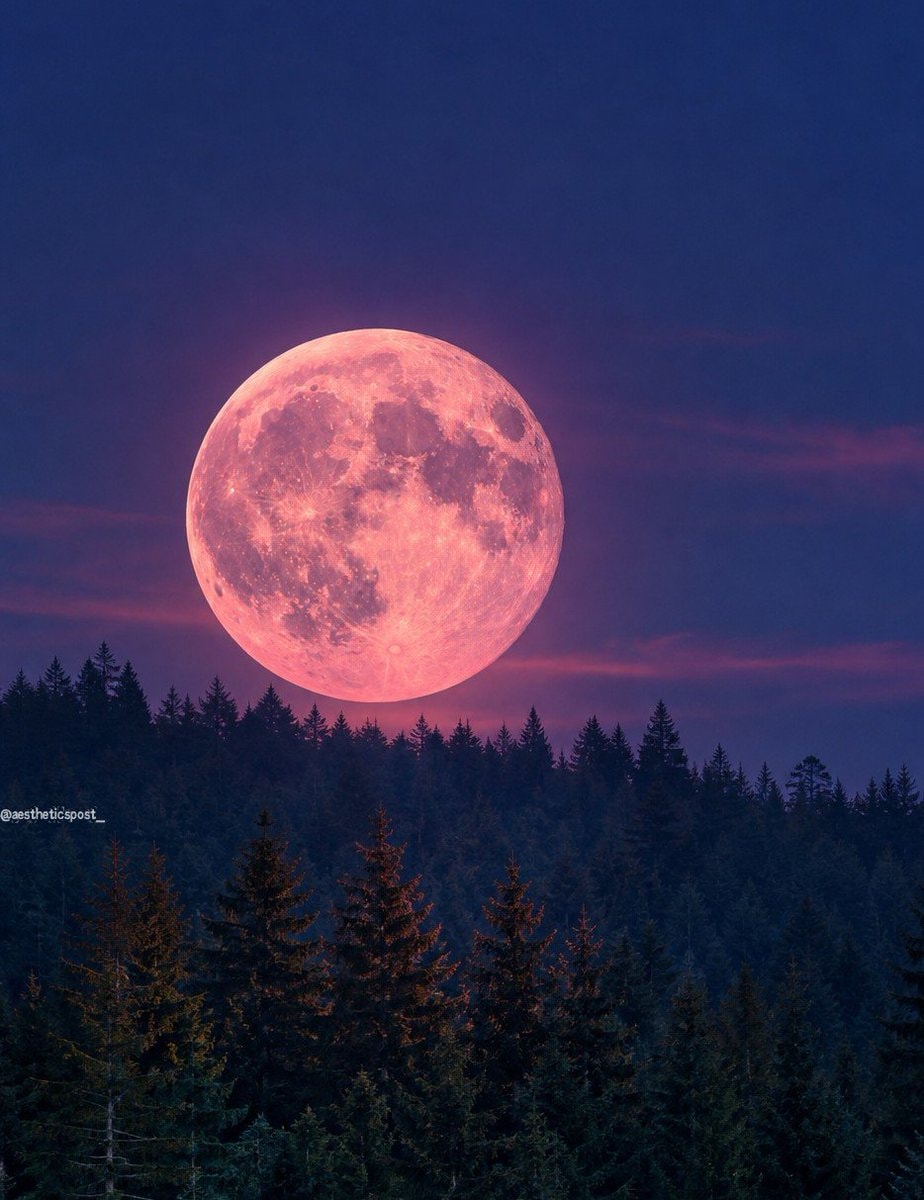 Pink Moon over forest (photo 2 of 2)