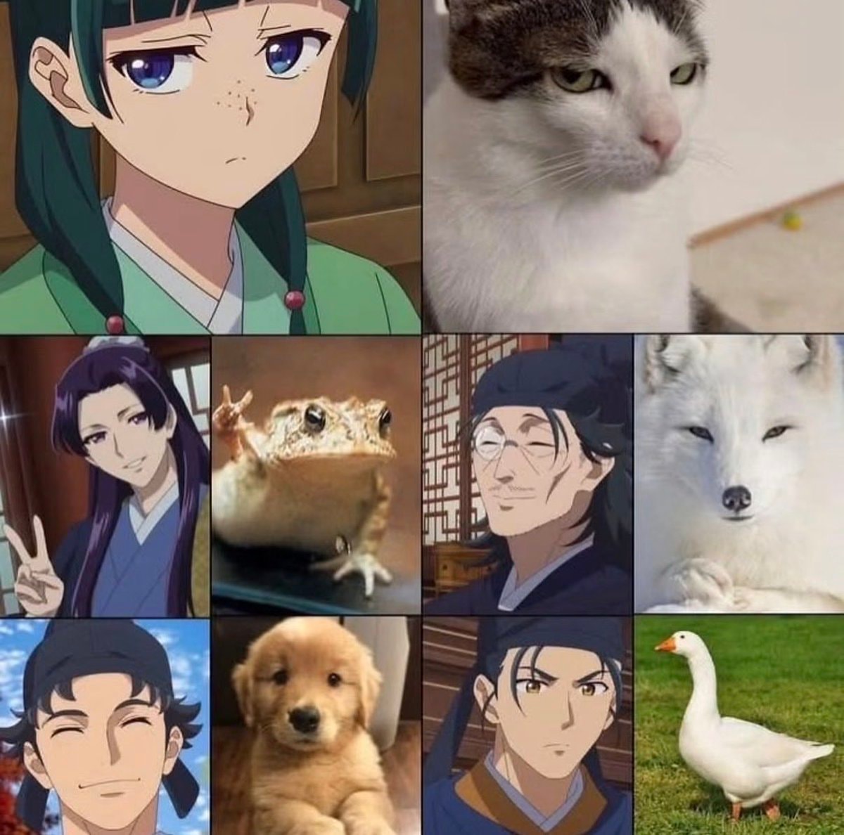 anime characters and animals meme