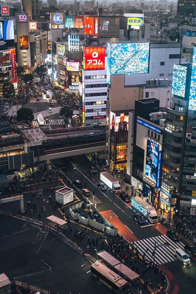 Shibuya Tokyo dusk neon