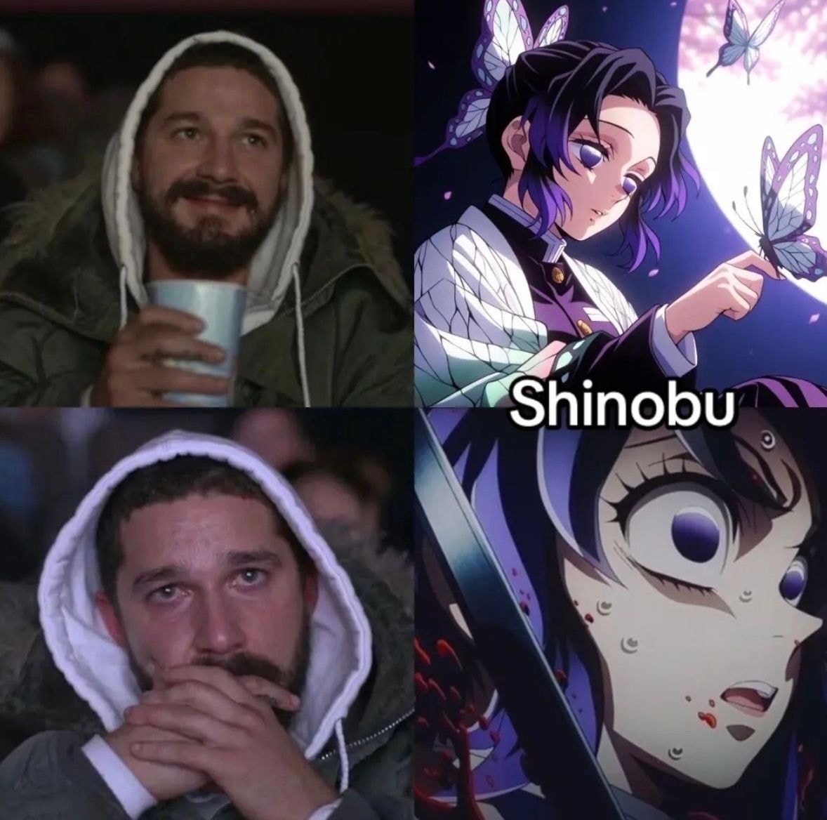 Shia LaBeouf Shinobu Kocho Demon Slayer meme