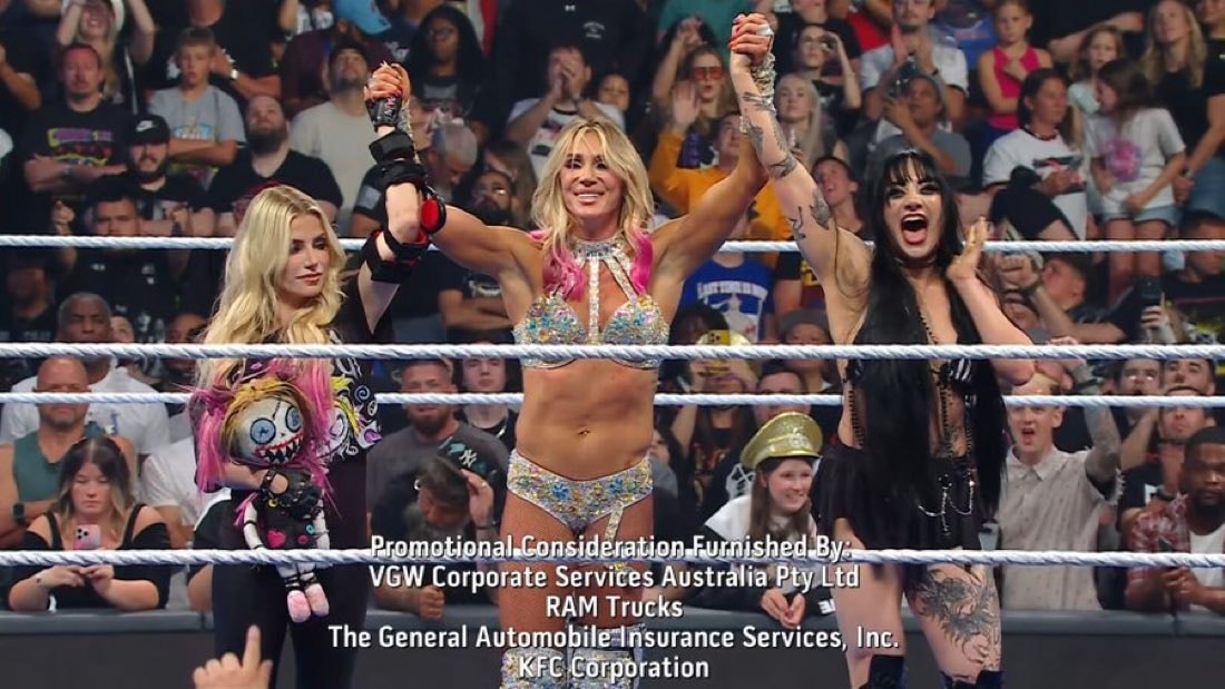 SmackDown celebration trio SmackDown celebration trio