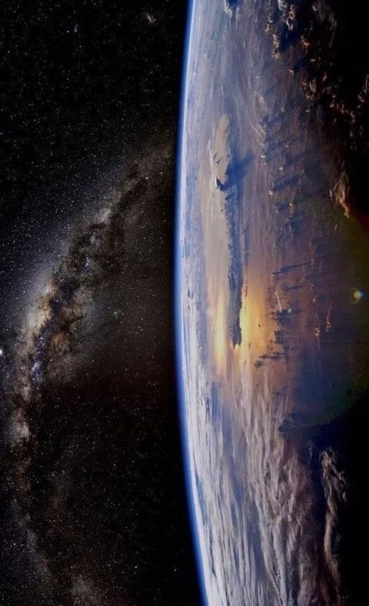 Planet Earth and Milky Way from Space