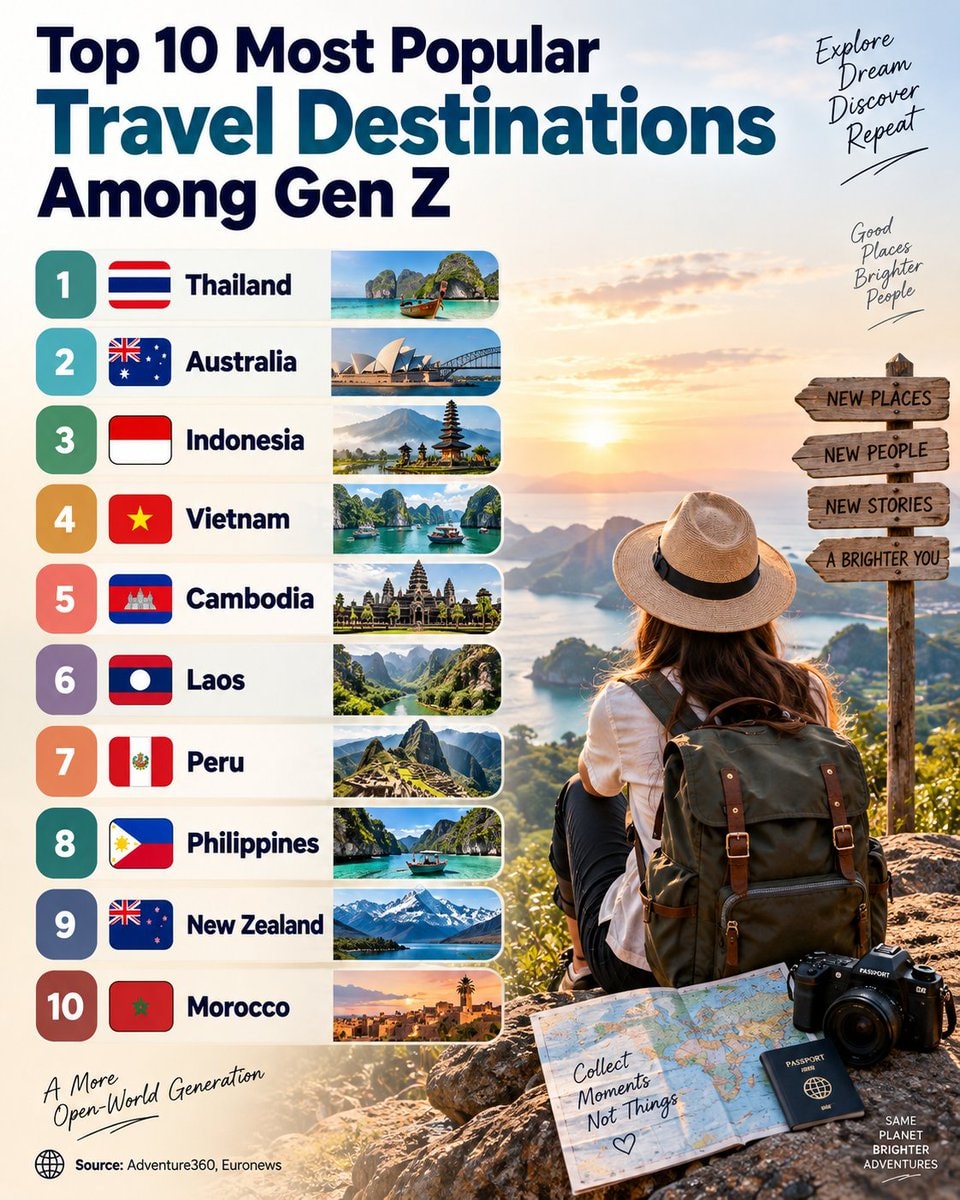 Gen Z top travel destinations Gen Z top travel destinations