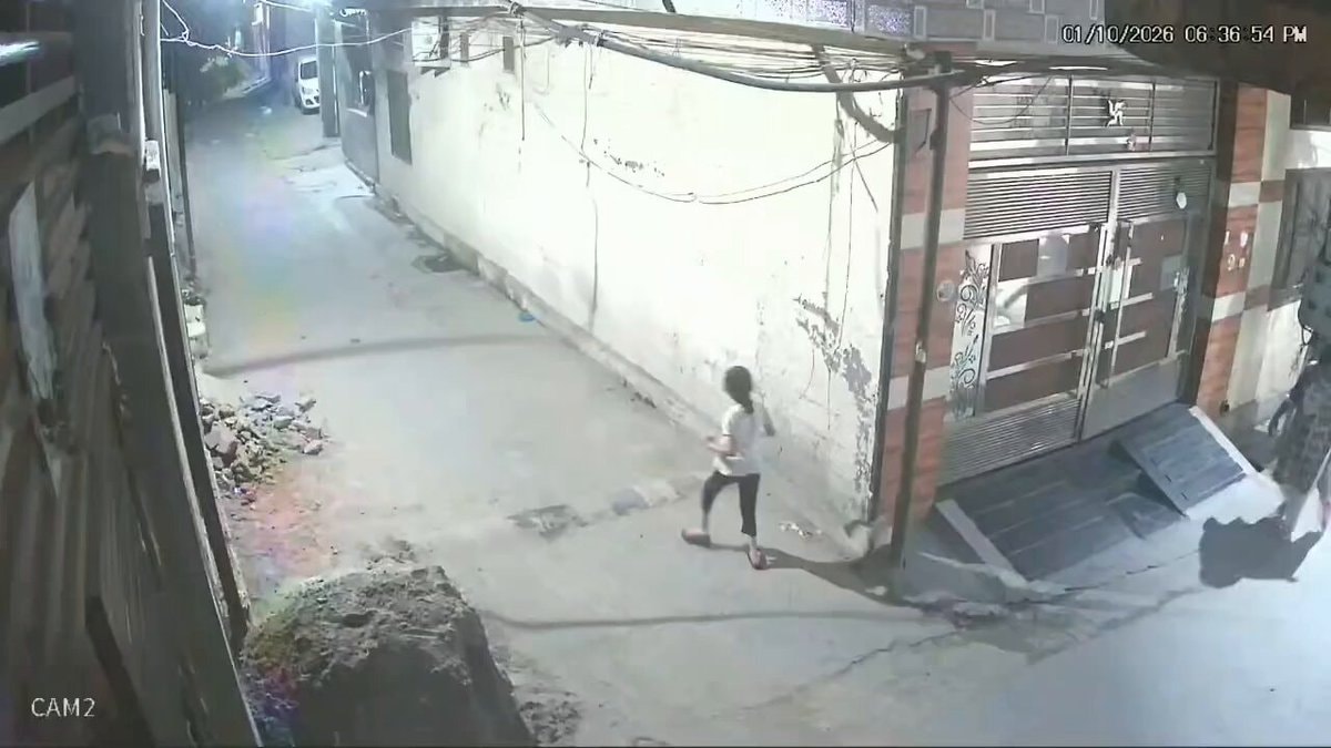 CCTV footage of child on street at night