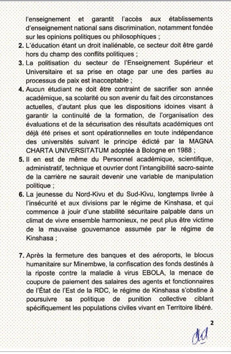 AFC-M23 Communiqué on Academic Support (photo 2 of 3)