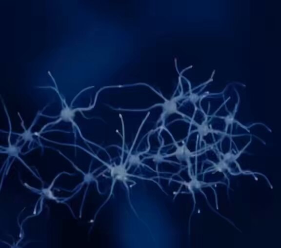 glowing blue neurons