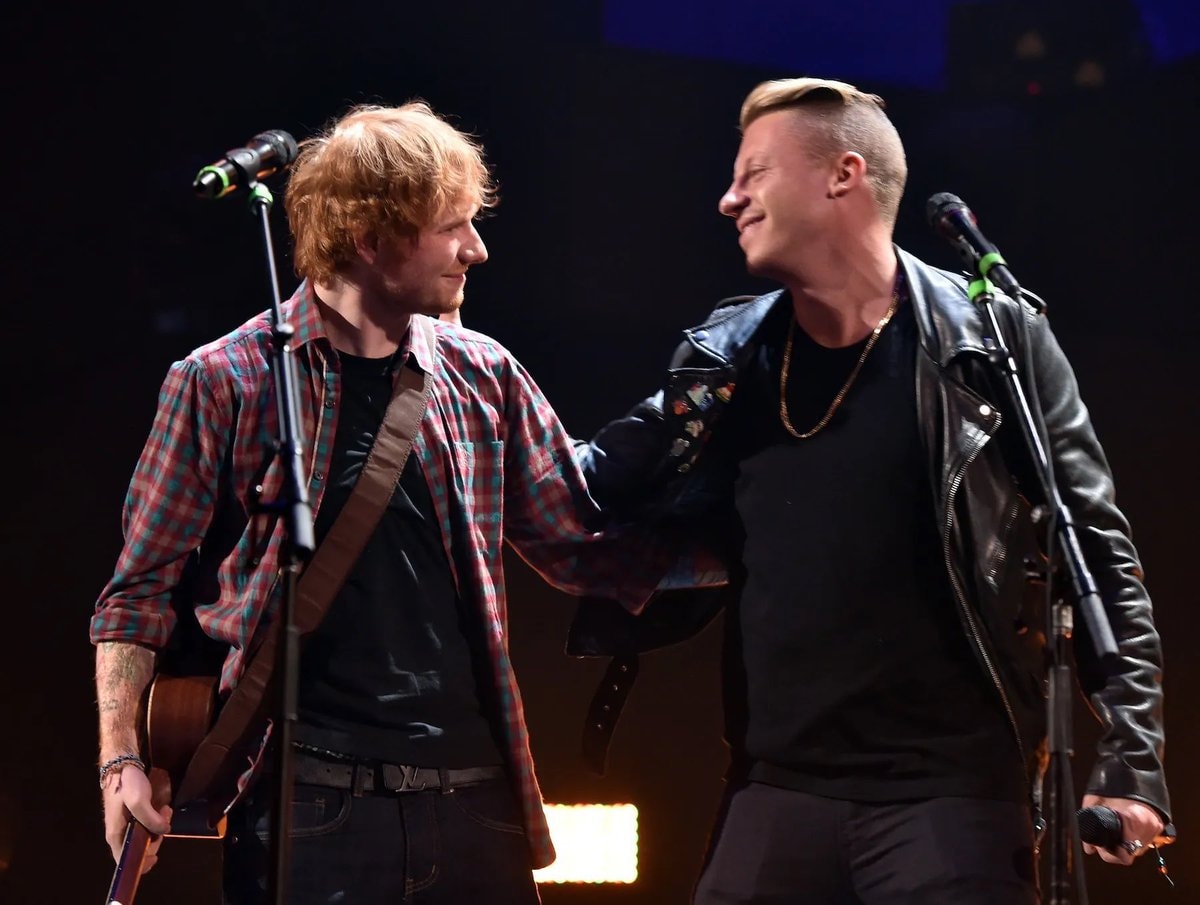 Ed Sheeran Macklemore stage moment Ed Sheeran Macklemore stage moment