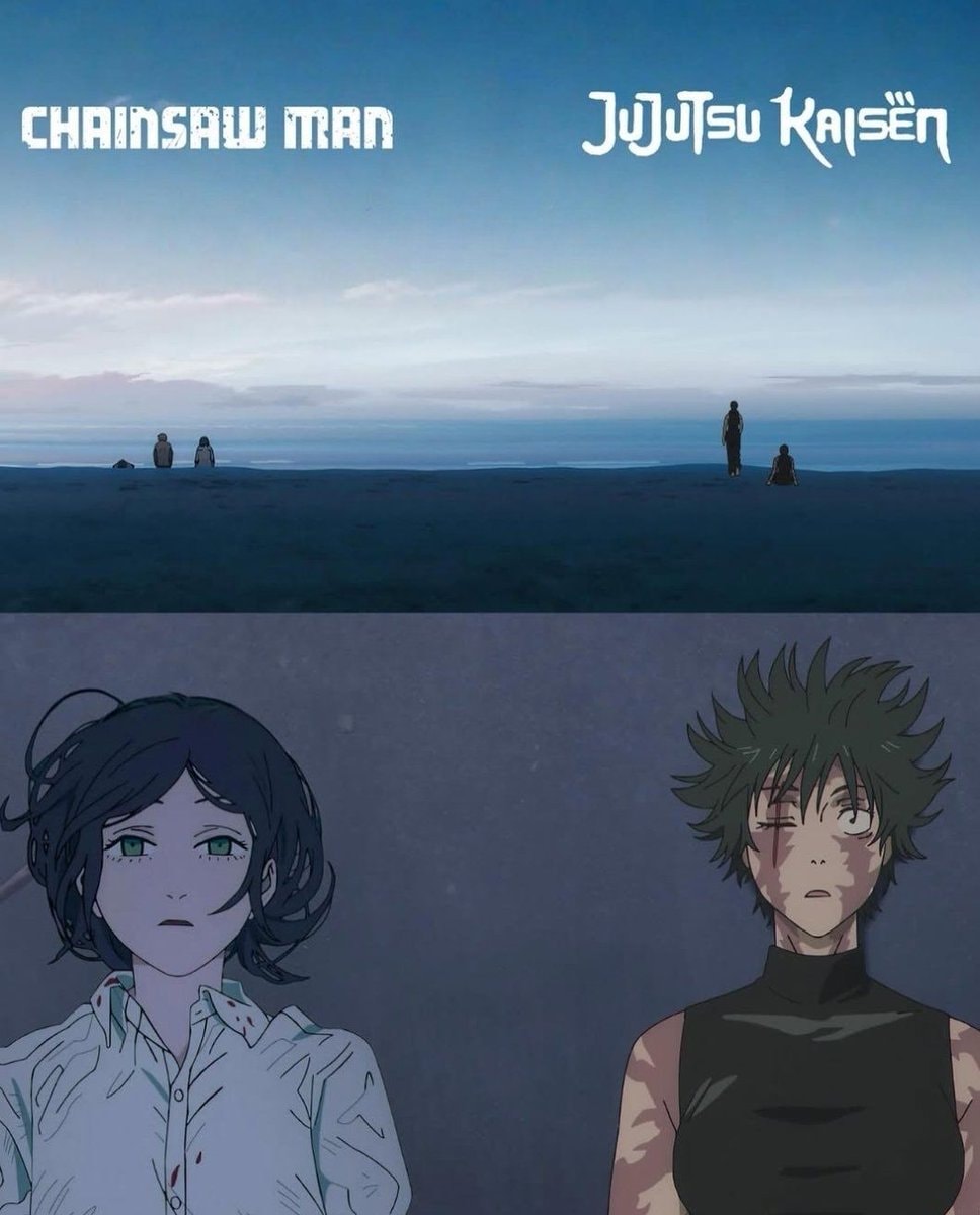 Chainsaw Man Jujutsu Kaisen beach crossover