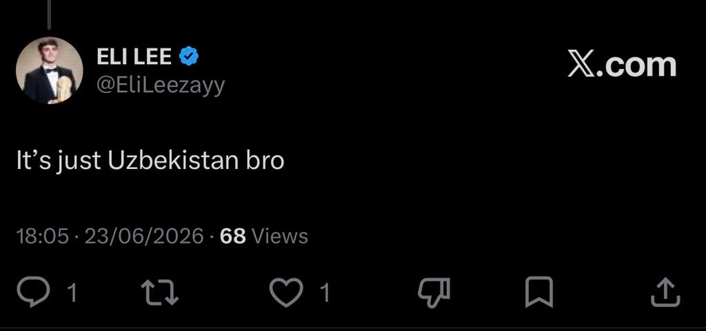 Eli Lee Uzbekistan tweet 🥶
