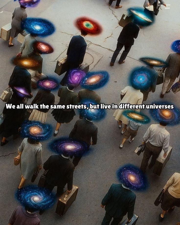 vintage street with galaxy heads