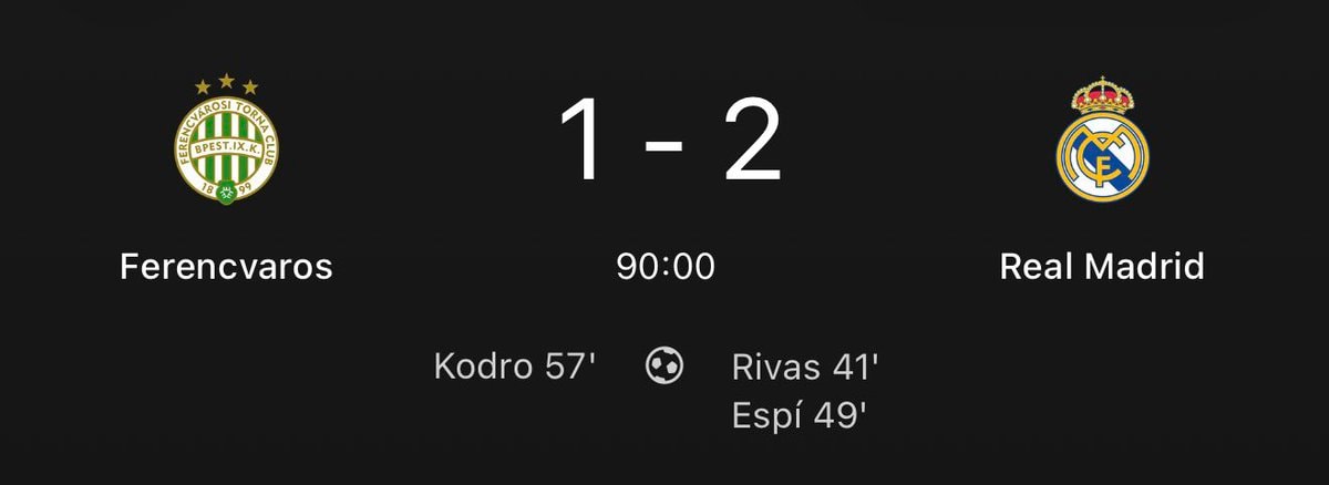 Ferencvaros Real Madrid result
