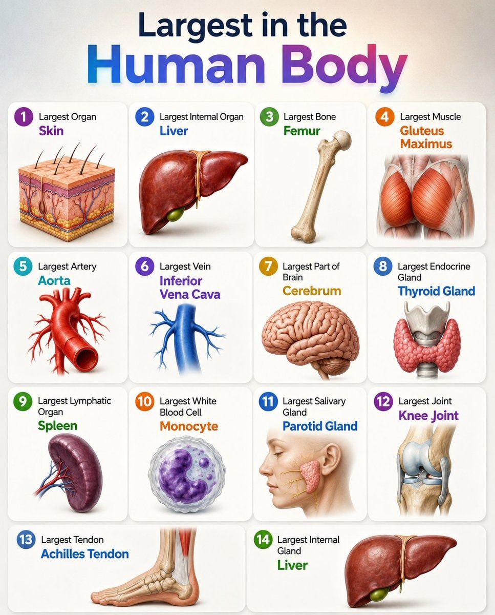 Largest parts of the human body Largest parts of the human body