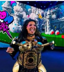 Wrestlers with confetti cannon bras smile quote