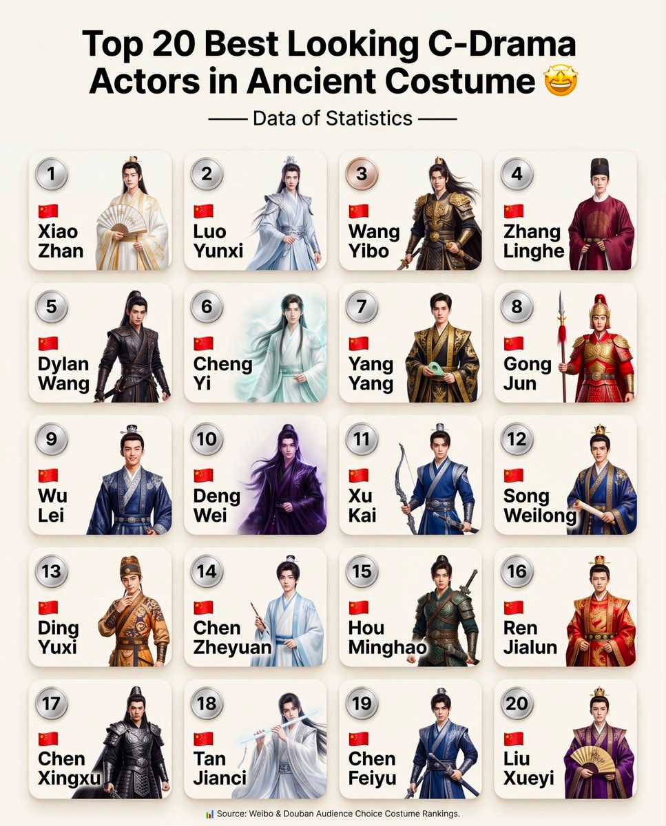 Top 20 Best Looking C-Drama Actors Ancient Costume