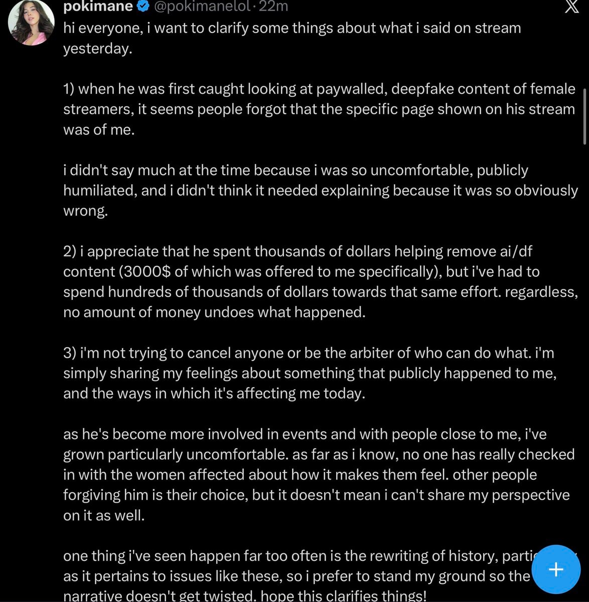 Pokimane clarifies things about Atrioc