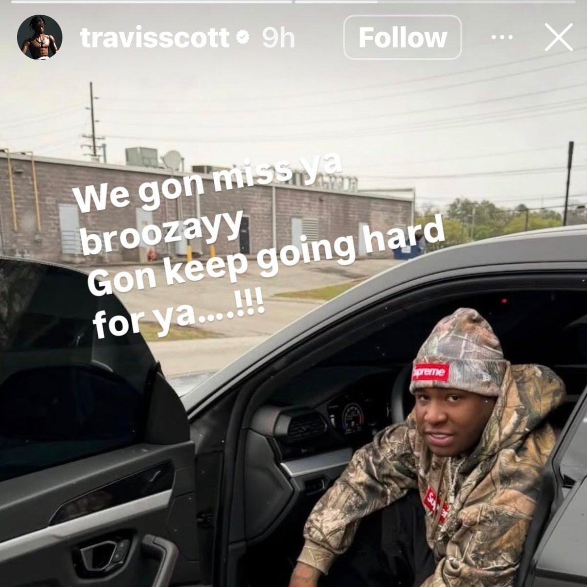 Travis Scott tribute to Tay Keith 🕊️ (photo 1 of 2)
