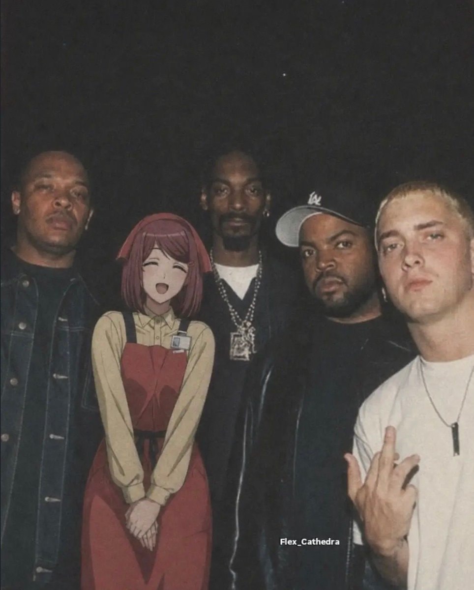 Anime character with Dr. Dre Snoop Dogg Ice Cube Eminem