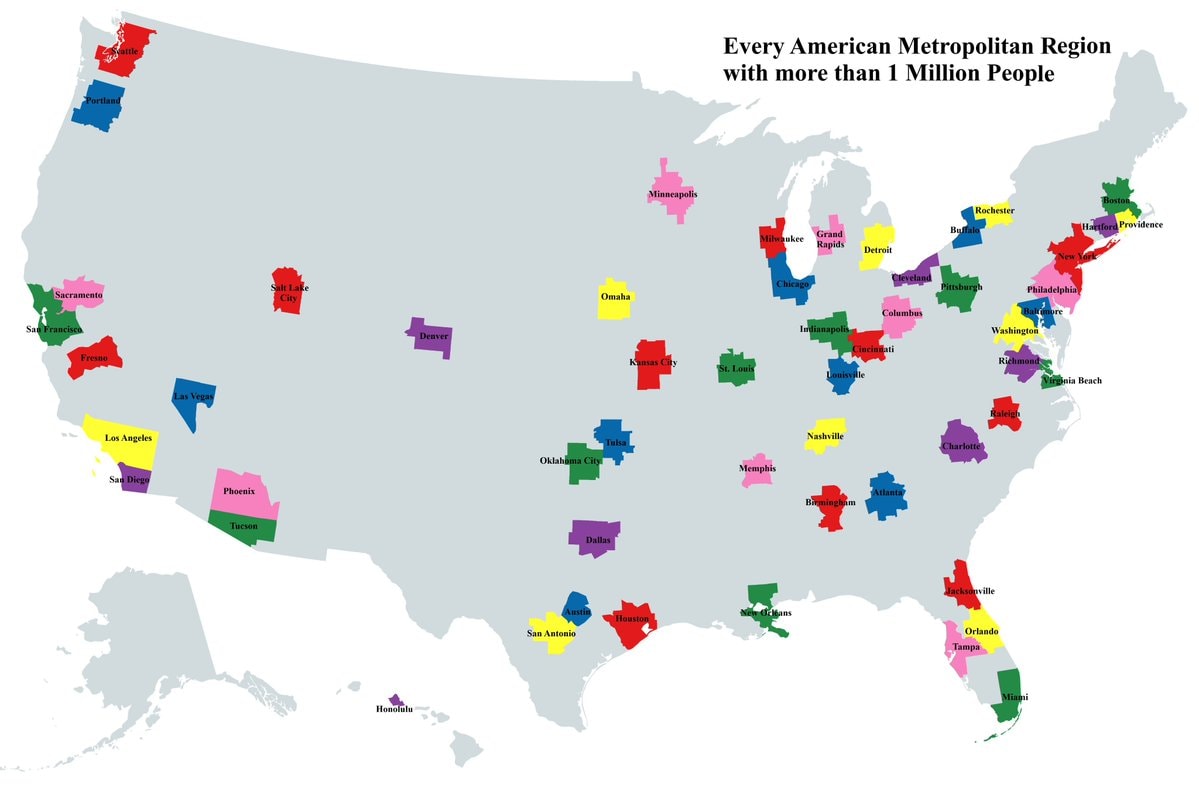 U.S. Metro Areas Over 1 Million