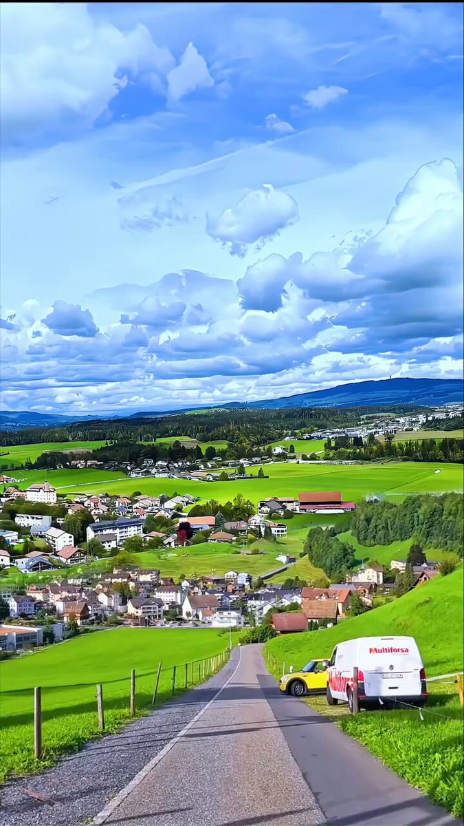 rural village green hills