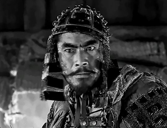 samurai armor close-up reaction
