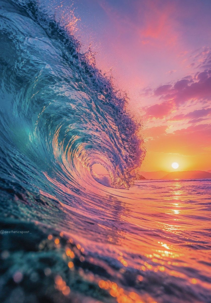 ocean wave sunset