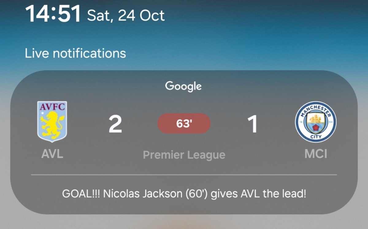 live football score Google notification live football score Google notification