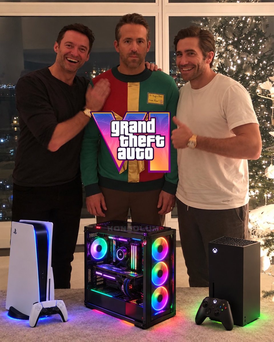 Hugh Jackman Ryan Reynolds Jake Gyllenhaal gaming photo