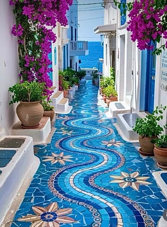Santorini streets in Greece