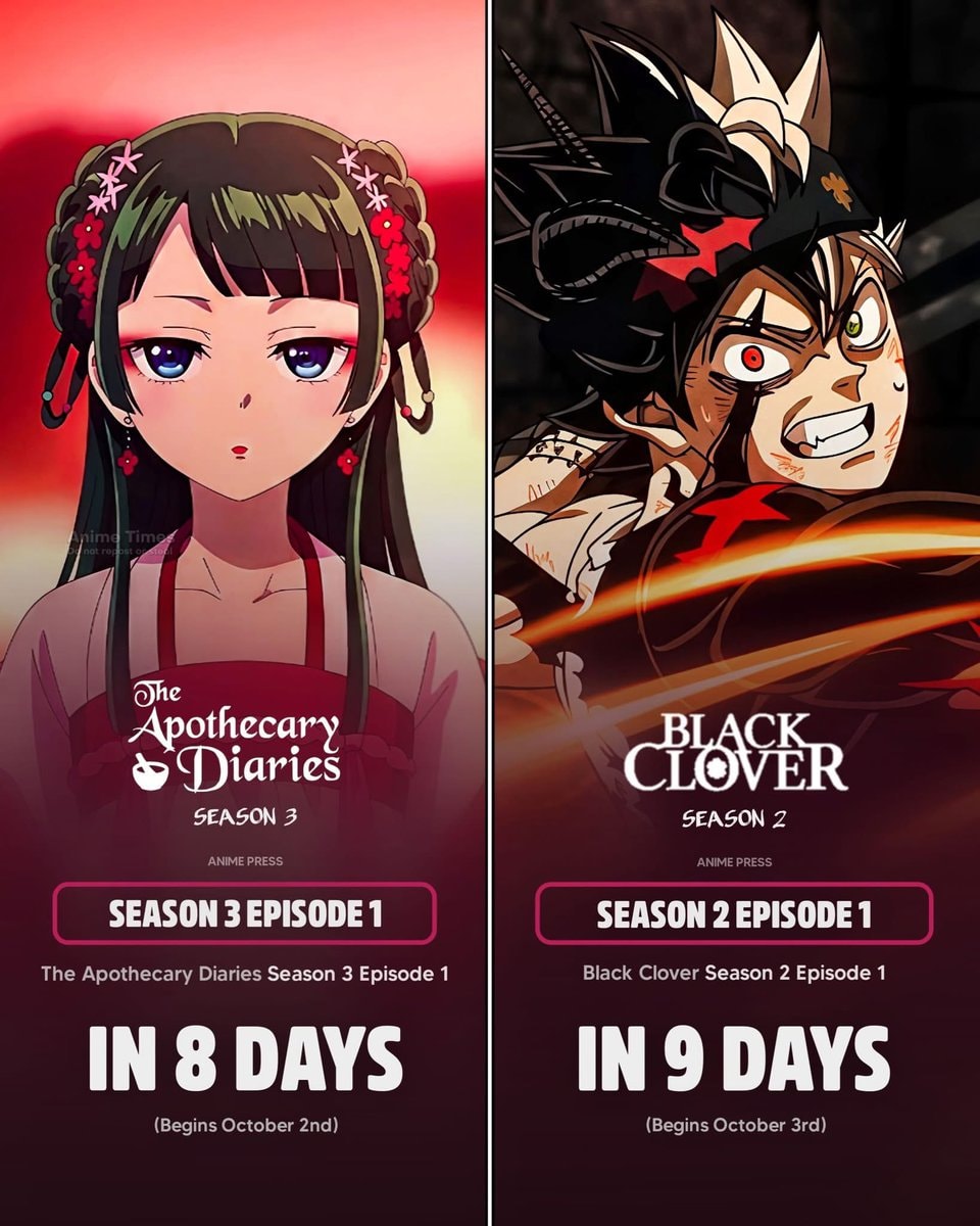 Apothecary Diaries and Black Clover anime