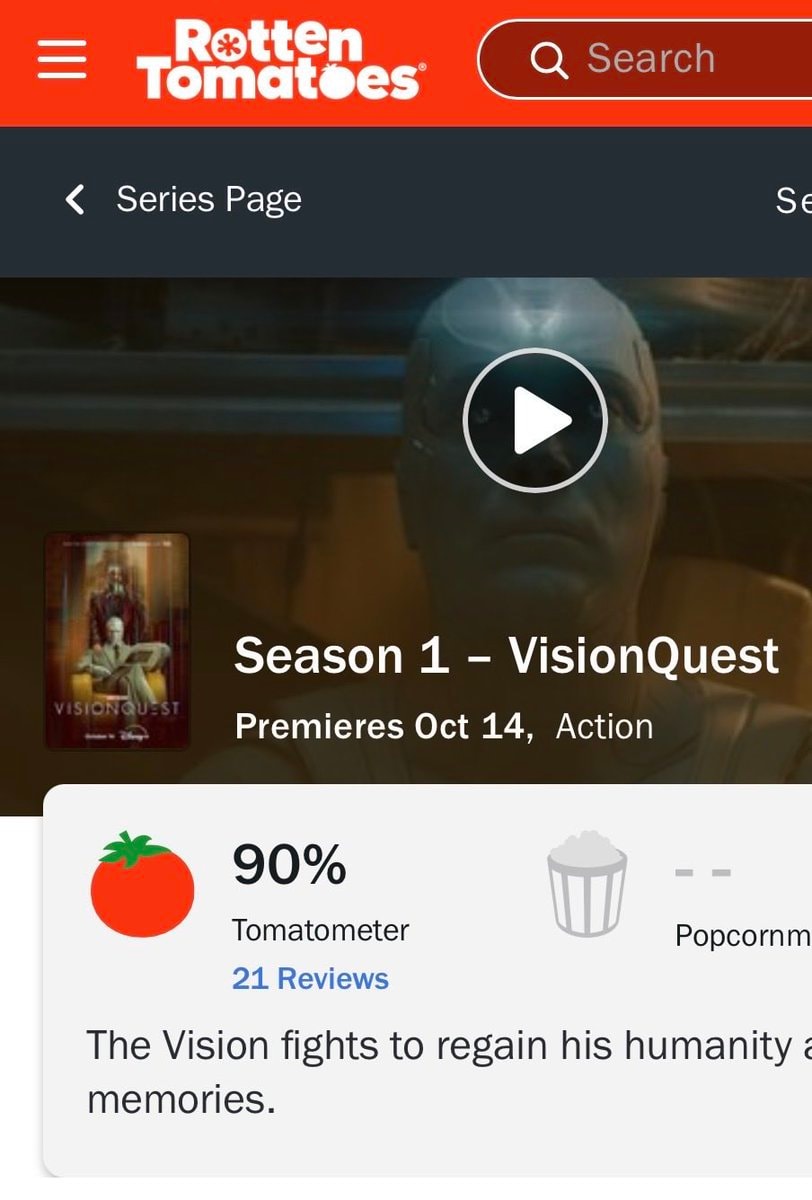 VISIONQUEST Rotten Tomatoes rating