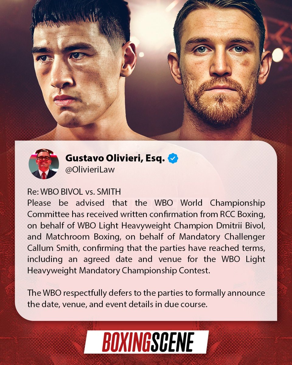 Bivol vs Smith title fight agreement