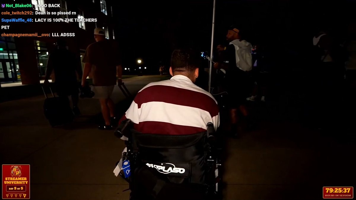 Kai Cenat pushes Lacy off wheelchair at Streamer University