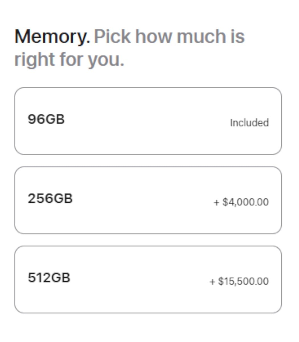 Mac Studio 96GB to 512GB upgrade cost (photo 2 of 2) Mac Studio 96GB to 512GB upgrade cost (photo 2 of 2)