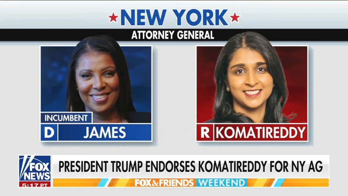 Trump endorses R Komatireddy against Letitia James