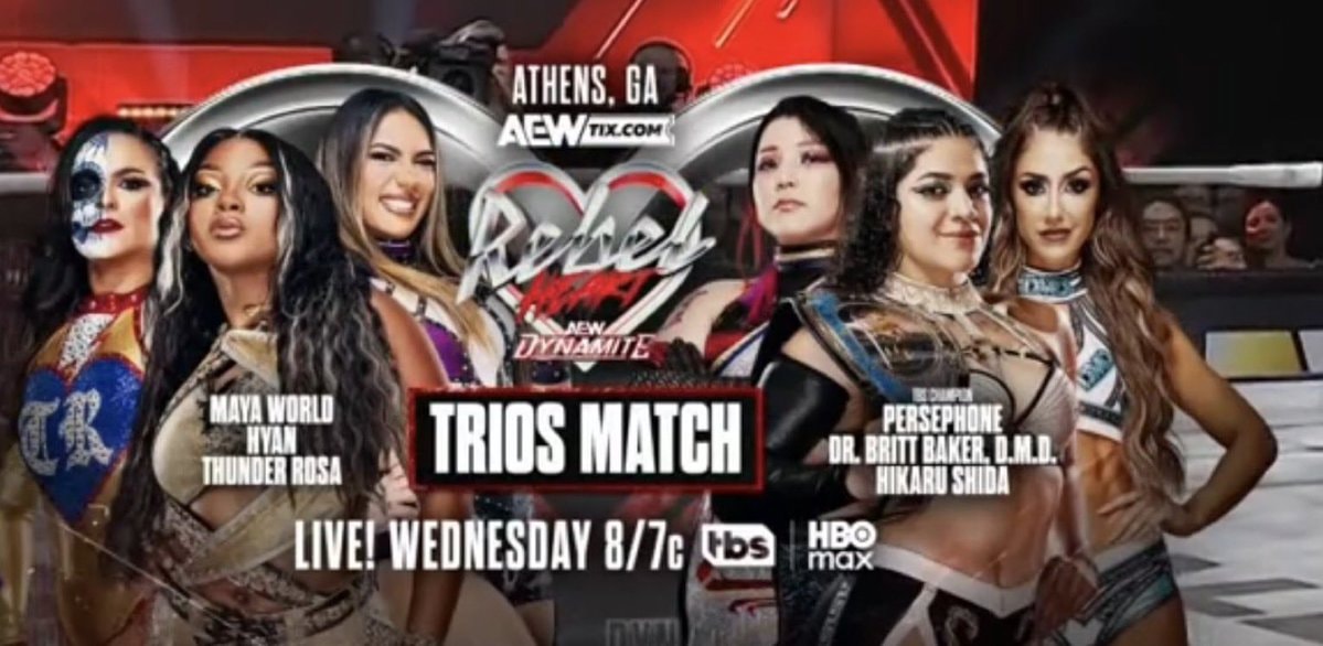 Maya World Hyan Thunder Rosa vs Persephone Britt Baker Hikaru Shida